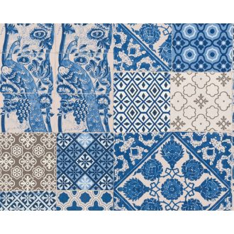   As-Creation Metropolitan Stories 36923-1 mediterrán csempedíszítés pávákkal 3D krém bézs kék barna tapéta