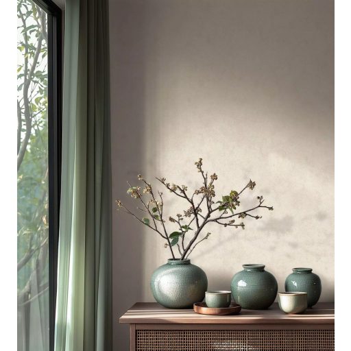 Enyhén texturált egyszínű finom vakolatminta krémfehér/krém tónus tapéta