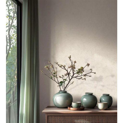 Enyhén texturál egyszínű finom vakolatminta krémszín tónus tapéta