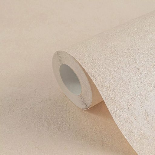 Enyhén texturált egyszínű finom vakolatminta meleg barackos-bézs árnyalat tapéta