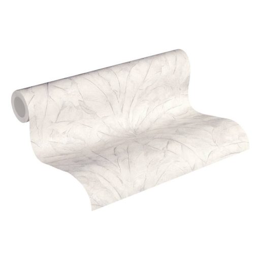 As-Creation Metropolitan Stories 36927-4  trópusi levélmintázat világos szürke fehér ezüst fémes hatás tapéta