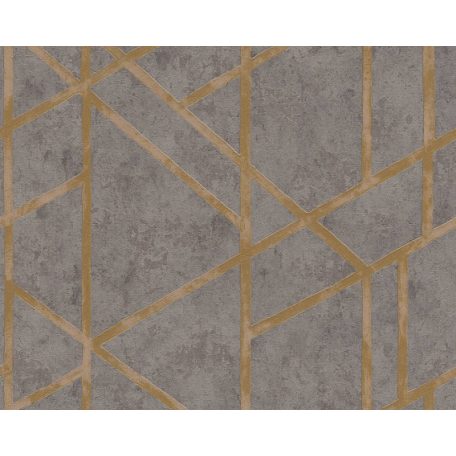 As-Creation Metropolitan Stories 36928-1 design natur beton alap grafikus mintázat sötétszürke arany fémes hatás tapéta