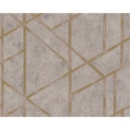 As-Creation Metropolitan Stories 36928-3  design natur beton alap grafikus mintázat barna szürkésbarna arany fémes hatás tapéta
