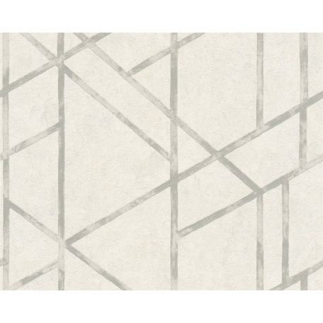 As-Creation Metropolitan Stories 36928-5  design natur beton alap grafikus mintázat krémfehér világos szürke ezüst  fémes hatás tapéta