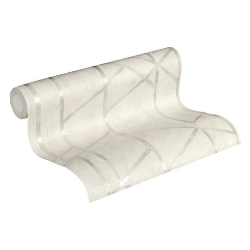 As-Creation Metropolitan Stories 36928-5  design natur beton alap grafikus mintázat krémfehér világos szürke ezüst  fémes hatás tapéta