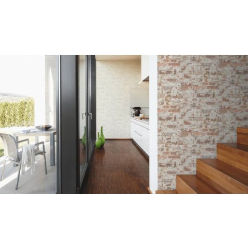 As-Creation Metropolitan Stories 36929-1 Vintage natur kopott téglafal 3D krémfehér narancs piros szürkésbarna tapéta