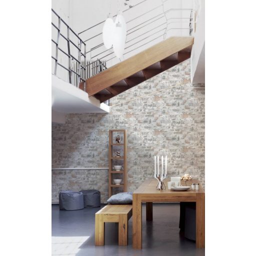 As-Creation Metropolitan Stories 36929-2 Vintage natur kopott téglafal 3D szürke árnyalatok narancs tapéta