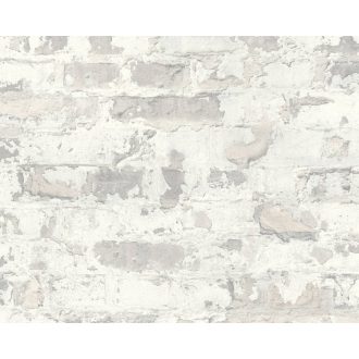   As-Creation Metropolitan Stories 36929-3  Vintage natur kopott téglafal 3D szürkésfehér krém világos szürke tapéta