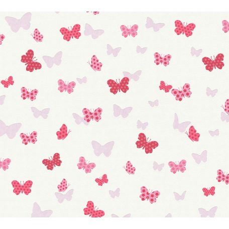 As-Creation Attractive 36933-1 Natur szines pillangók fehér rózsaszín pink piros fénylő mintarészletek tapéta