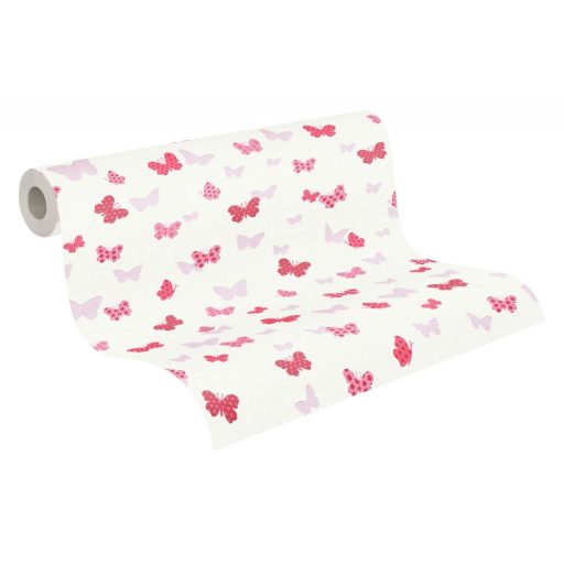 As-Creation Attractive 36933-1 Natur szines pillangók fehér rózsaszín pink piros fénylő mintarészletek tapéta