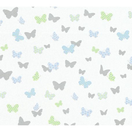 As-Creation Attractive 36933-3 Natur szines pillangók fehér ezüst zöld kék fénylő mintarészletek tapéta