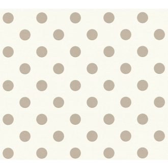 Gyerekszobai pöttyös minta krémfehér bézs szürkésbézs tapéta