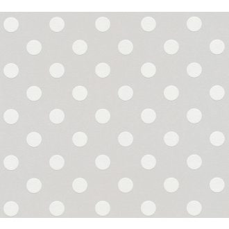   As-Creation  Boys & Girls 6, 36934-2 Gyerekszobai pöttyös minta szürke fehér tapéta
