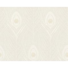   Architects Paper Absolutely Chic 36971-1 Natur pávatoll mintázat krém bézs szürke fehér arany csillogó hatás tapéta