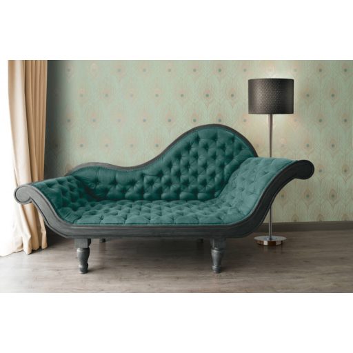 Architects Paper Absolutely Chic 36971-3  Natur pávatoll mintázat halvány menta bézsarany türkiz csillogó hatás tapéta