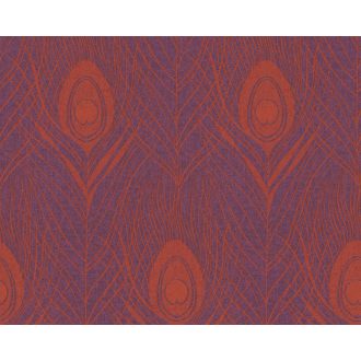   Architects Paper Absolutely Chic 36971-5  Natur pávatoll mintázat lila narancs csillogó hatás tapéta