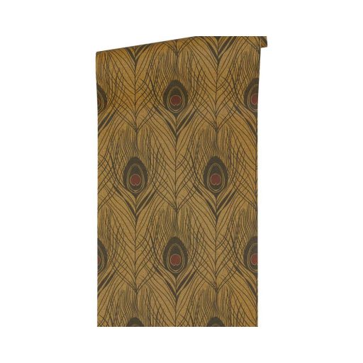 Architects Paper Absolutely Chic 36971-8  Natur pávatoll mintázat arany sötétbarna fekete csillogó hatás tapéta