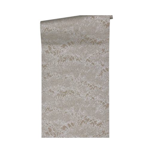 Architects Paper Absolutely Chic 36972-1 Natur organikus stilizált lombozat barna szürkésbarna ezüst csillogó hatás tapéta