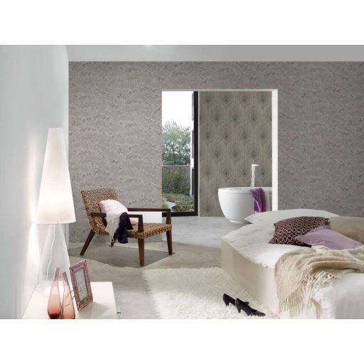 Architects Paper Absolutely Chic 36972-1 Natur organikus stilizált lombozat barna szürkésbarna ezüst csillogó hatás tapéta