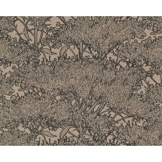   Architects Paper Absolutely Chic 36972-5  Natur organikus stilizált lombozat barna bézs fekete csillogó hatás tapéta