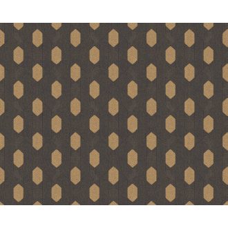   Architects Paper Absolutely Chic 36973-5  Grafikus hatszög/méhsejt mintázat sötétbarna arany tapéta