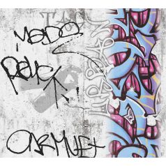   As-Creation Boys and Girls 6, 36986-1 Gyerekszobai graffiti szürke szines tapéta
