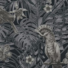  Greenery 37210-4  Natur trópusi dzsungel életkép madarakkal fekete szürke krém tapéta