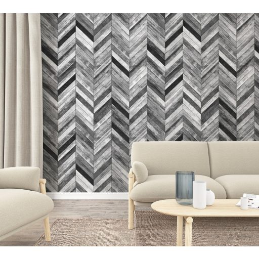 Marburg Smart Art Easy 47246 Natur Halszálkába rendezett parkettminta fehér szürke árnyalatok fekete falpanel