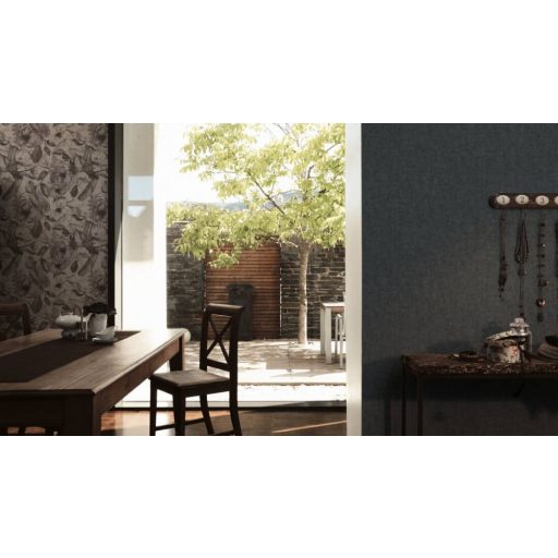 As-Creation Greenery/Black is Beautiful 37334-6 Egyszínű strukturált melírozott sötétszürke/antracit tapéta