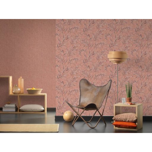 Greenery 37335-4  Natur botanikus filigrán páfránylevelek lazacpiros szürkésbarna tapéta