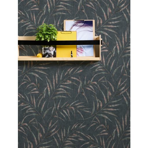 Greenery 37335-5  Natur botanikus filigrán páfránylevelek antracit zöld rózsaszín tapéta