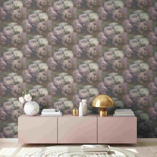 As-Creation New Walls 37392-1 ROMANTIC DREAM nagyformátumú virágzó bimbók zöld szürke orgonlila fehér tapéta