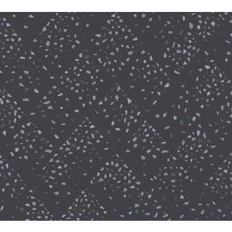   As-Creation New Walls 37394-5  50s GLAM Geometrikus rombuszminta fényes pigmentált díszek antracit ezüst zöld tapéta