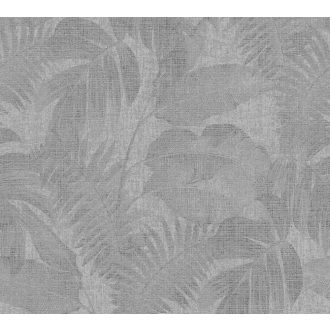   As-Creation New Walls 37396-1 COSY & RELAX Natur levelek szürke sötétszürke árnyalatok tapéta