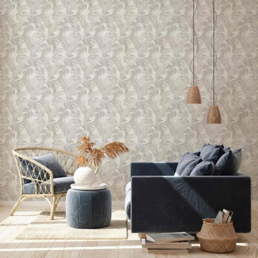 As-Creation New Walls 37396-2 COSY & RELAX Natur levelek krém szürke szürkésbarna tapéta