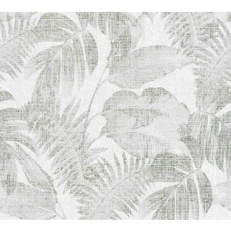   As-Creation New Walls 37396-4 COSY & RELAX Natur levelek krémszín zöld tapéta