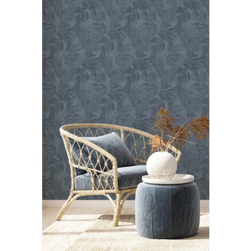 As-Creation New Walls 37396-5  COSY & RELAX Natur levelek kék szürkéskék fekete tapéta