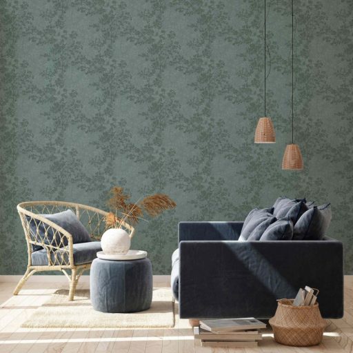 As-Creation New Walls 37397-3  COSY & RELAX Natur virágzó ágak zöld sötétzöld ezüstfehér tapéta