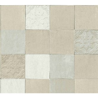   As-Creation New Walls 37406-4  FINCA HOME Natur csempetükör krém bézs szürkésbézs ezüstszürke tapéta