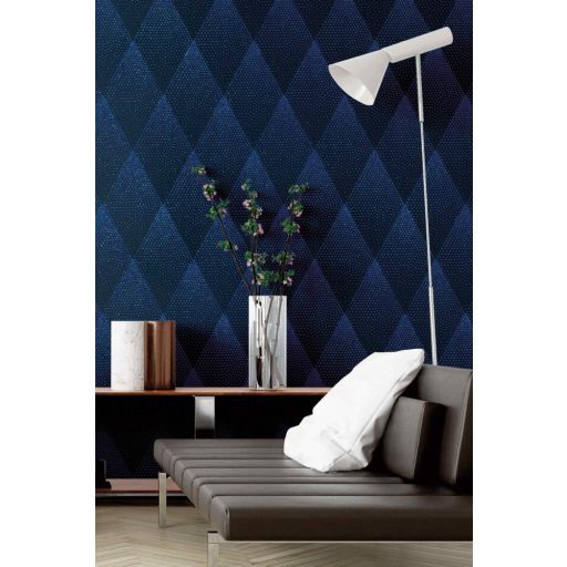 As-Creation New Walls 37419-1 50s GLAM Geometrikus csillogó pontokkal kialakított rombuszok kék fekete tapéta