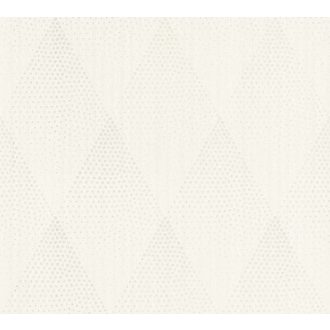   As-Creation New Walls 37419-2  50s GLAM Geometrikus csillogó pontokkal kialakított rombuszok szürkésfehér ezüst tapéta