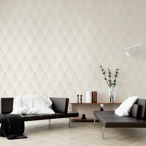 As-Creation New Walls 37419-2  50s GLAM Geometrikus csillogó pontokkal kialakított rombuszok szürkésfehér ezüst tapéta