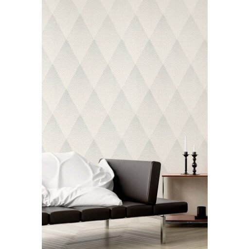 As-Creation New Walls 37419-2  50s GLAM Geometrikus csillogó pontokkal kialakított rombuszok szürkésfehér ezüst tapéta