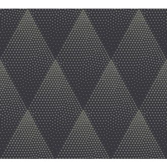   As-Creation New Walls 37419-3  50s GLAM Geometrikus csillogó pontokkal kialakított rombuszok fekete arany tapéta