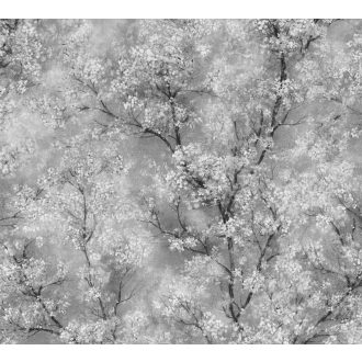   As-Creation New Walls 37420-1 COSY & RELAX Natur virágba borult ágak szürke fehér fekete ezüst csillogó mintafelület tapéta