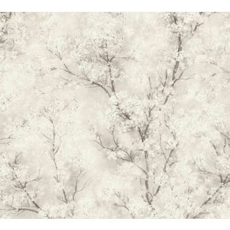   As-Creation New Walls 37420-2  COSY & RELAX Natur virágba borult ágak krémszürke fehér fekete ezüst csillogó mintafelület tapéta