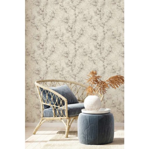 As-Creation New Walls 37420-2  COSY & RELAX Natur virágba borult ágak krémszürke fehér fekete ezüst csillogó mintafelület tapéta