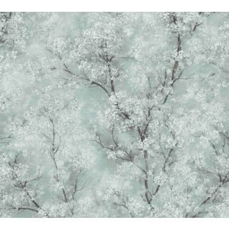   As-Creation New Walls 37420-3  COSY & RELAX Natur virágba borult ágak pasztel türkiz fehér fekete ezüst csillogó mintafelület tapéta