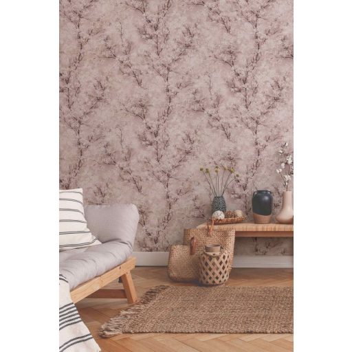 As-Creation New Walls 37420-4  COSY & RELAX Natur virágba borult ágak rózsaszín fehér barna arany csillogó mintafelület tapéta