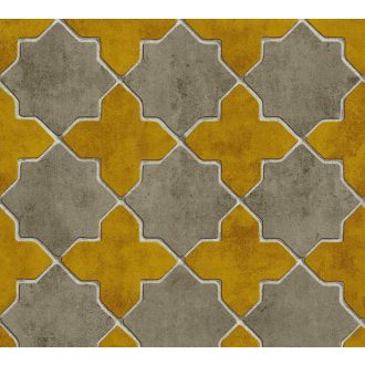   As-Creation New Walls 37421-2 FINCA HOME Natur csempeminta szürkésbarna szürkésfehér sárga tapéta